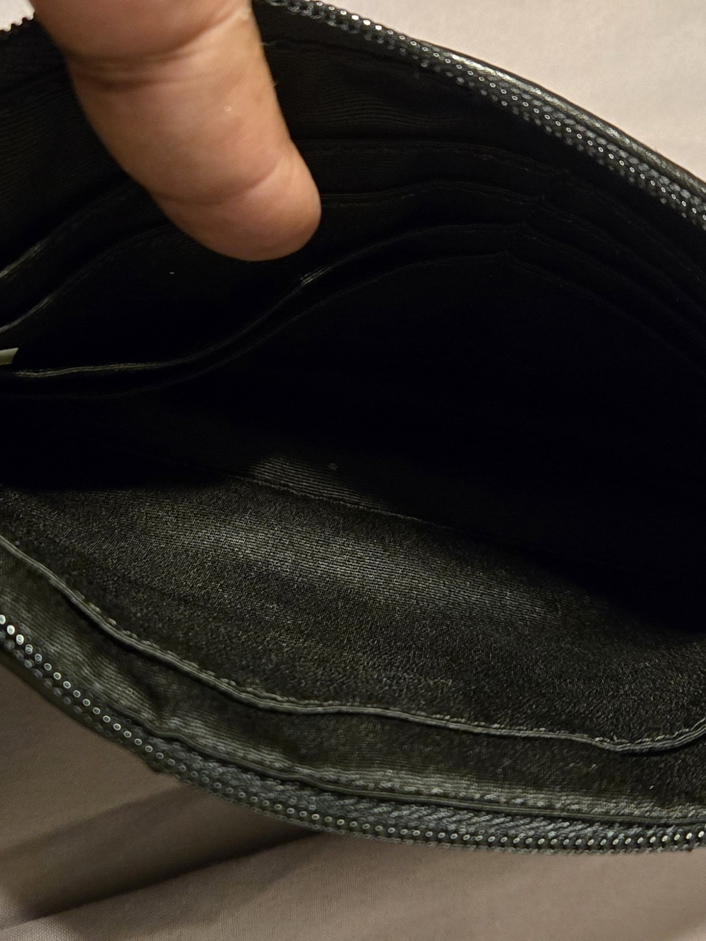 Coach Black Leather Wristlet Bag with Textured Accents - Picture 5 of 7